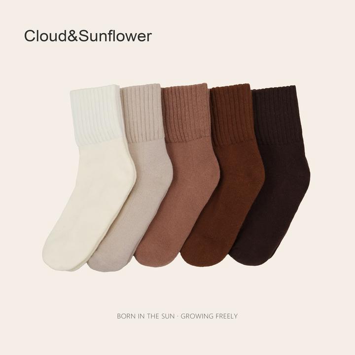 【Cloud&Sunflower】儿童加厚纯色袜子（五双装）1011