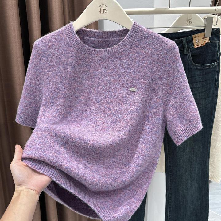 2025冬季厚款圆领中袖打底上衣减龄显白甜美风宽松韩版针织内搭