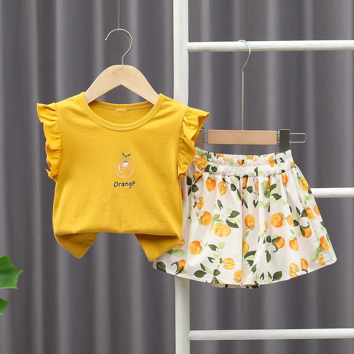 【评返百10】外贸2025洋气短袖花边婴儿儿童夏天短袖衣服碎花朵短