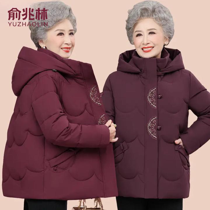 俞兆林中老年女保暖棉服冬季连帽洋气加厚外套老人奶奶装中式棉衣
