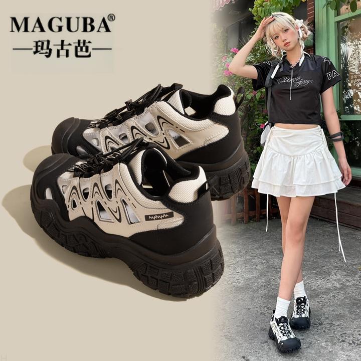 MAGUBA/玛古芭小众时尚老爹鞋女厚底增高拼色网红爆款休闲登山鞋