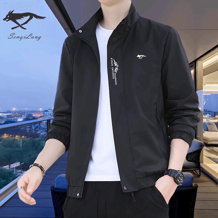 7匹男士断码狼秋冬新款夹克立领百搭潮流宽松帅气韩版休闲男外套