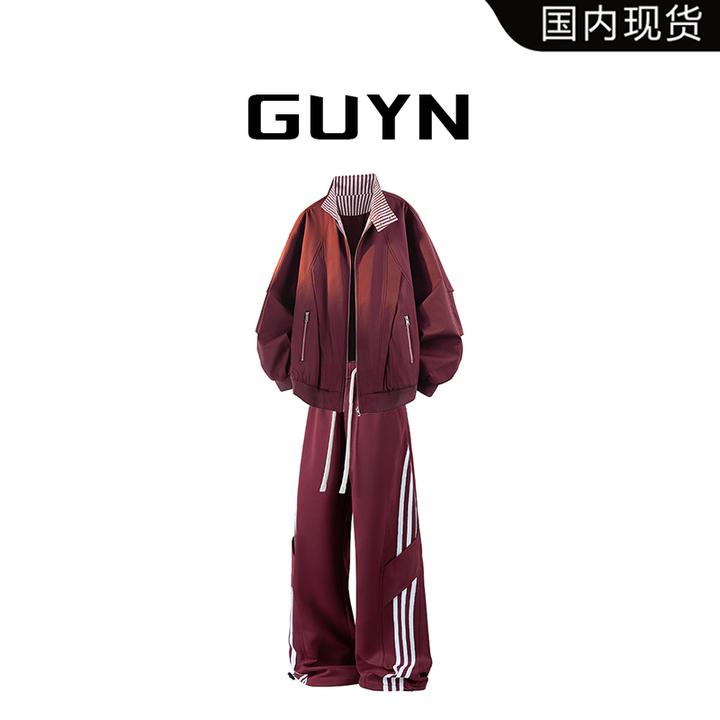 【品牌现货】GUYN解构夹克套装潮流时尚外套春秋季宽松立领外衣男