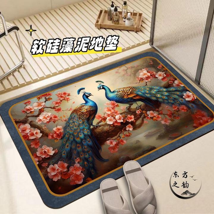 软硅藻泥吸水垫中式脚垫厕所卫生间地垫门口防滑家用速干浴室门垫