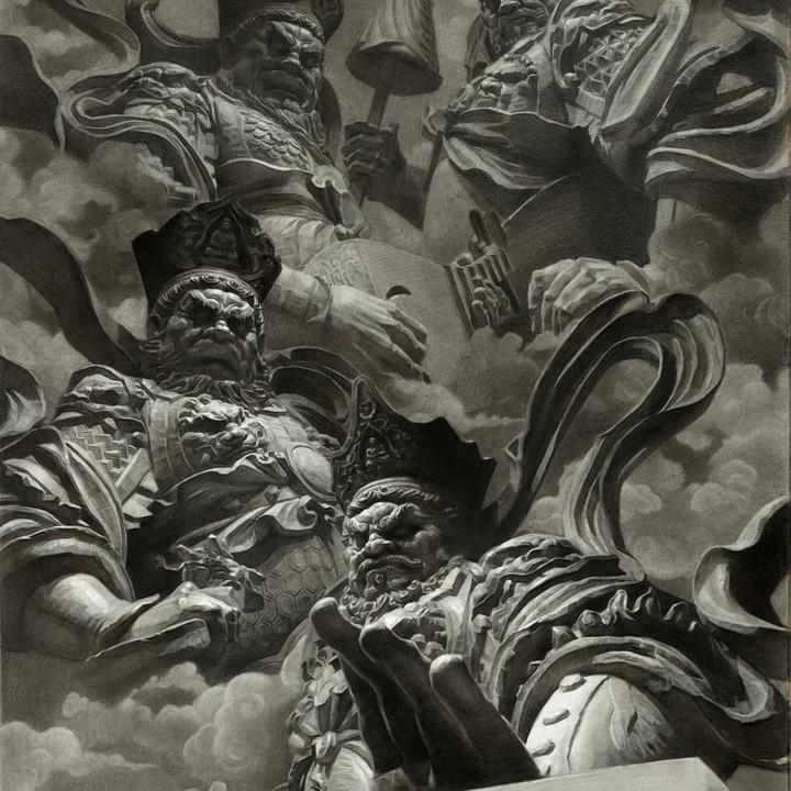 四大天王艺术微喷版画