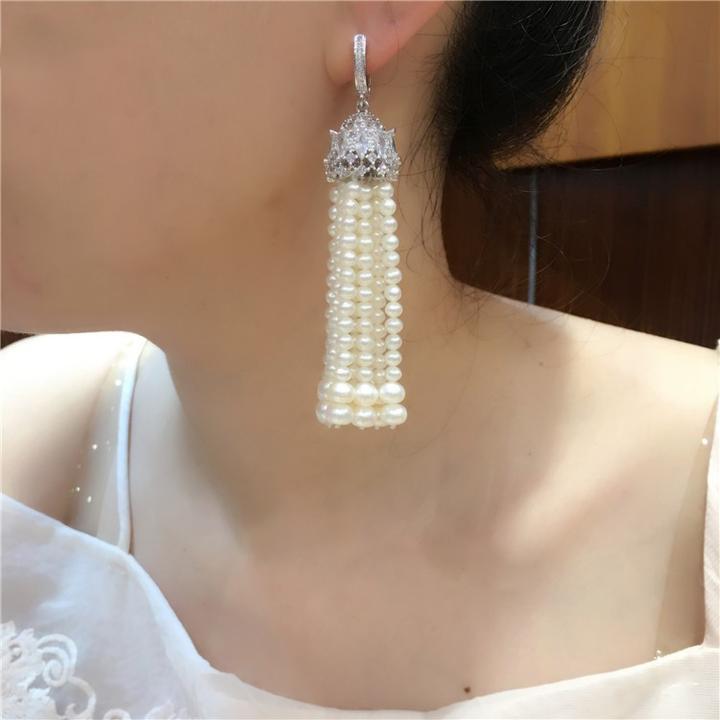 仿珍珠耳饰明星同款流苏耳环欧美风时尚百搭轻奢风送礼物气