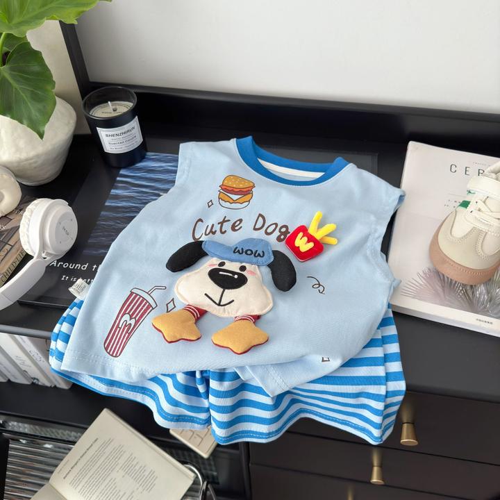 儿童背心套装2025夏季新款男女童背心短裤两件套宝宝卡通可爱夏装