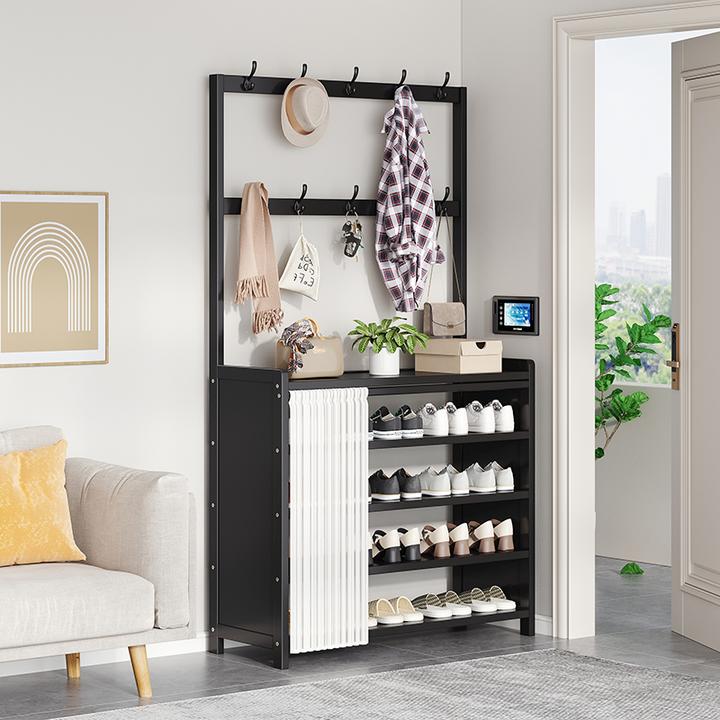 哈尔优鞋架家用入户门口简易挂衣架一体鞋帽架小户型省空间衣帽架