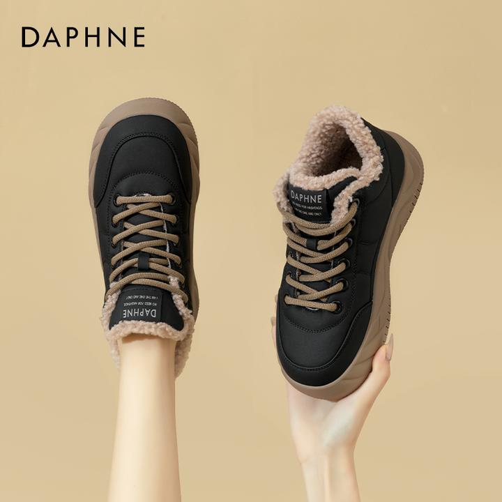 达芙妮厚底雪地靴子女鞋2025新款高帮加绒加厚保暖棉鞋休闲运动鞋