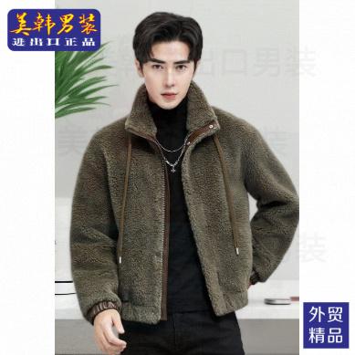 【仿品】秋冬新款休闲男款夹克皮毛一体轻奢潮流冬季立领加厚外套