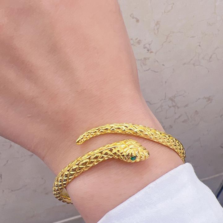 足银手镯 足银手镯 蛇镯足银外包金工艺女款时尚欧美素款