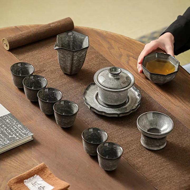 冰裂陶瓷功夫茶具礼盒套装遇水则化水干冰显黑冰盖碗茶壶茶具套装