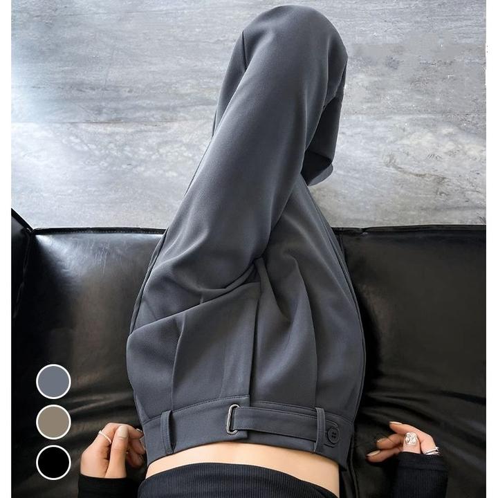 2024灰色西装裤女秋冬新款高级感垂感洋气西裤小个子窄版阔腿裤子