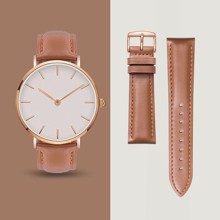 丹灵公主真皮手表带男女针扣蝴蝶扣牛皮表链代用DW天梭卡西欧天王