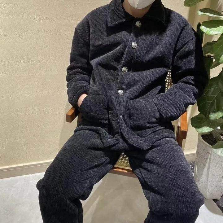 男士睡衣男款新款休闲冬季三层加绒加厚套装居家服外穿棉衣801