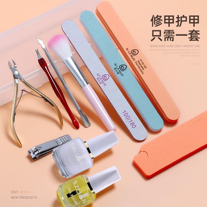美甲工具套装新手家专用做修甲死皮剪打磨砂锉条收纳盒全套挫条