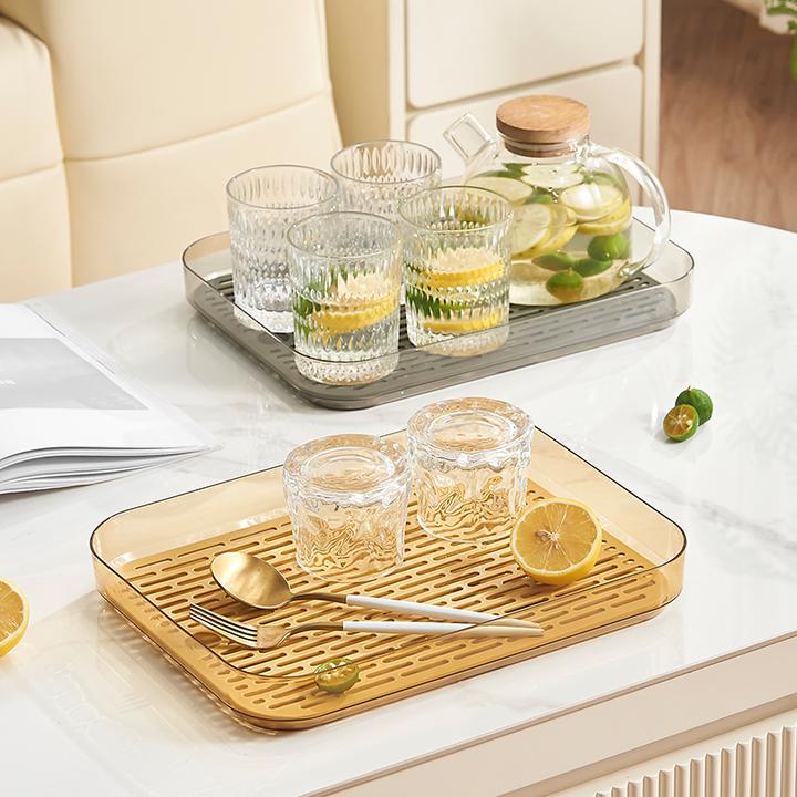 茶盘轻奢沥水托盘多功能家用水果盘客厅茶几高级感咖啡杯茶杯托盘