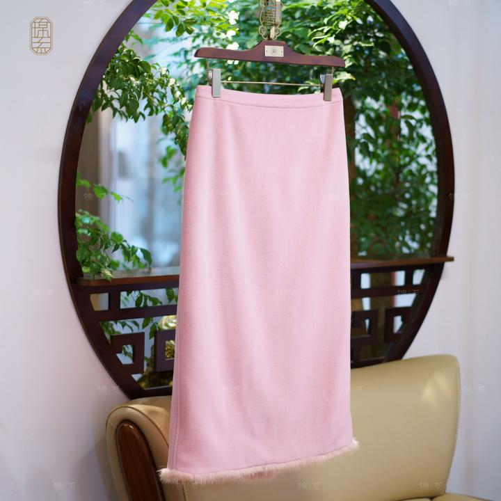 【锦系】羊毛新中式国风松紧腰半裙Q-382149