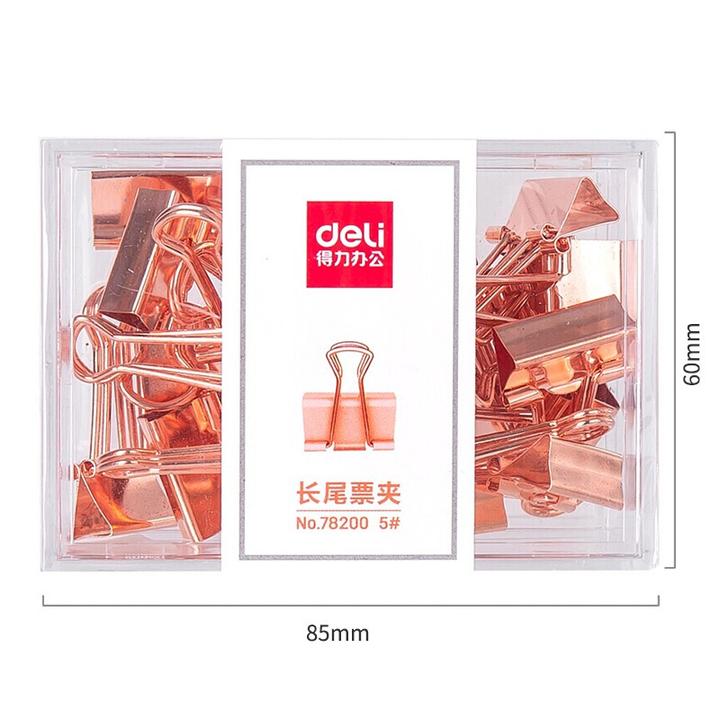 得力玫瑰金长尾夹工字钉夹子回形针资料夹铁票夹不锈钢蝴蝶夹