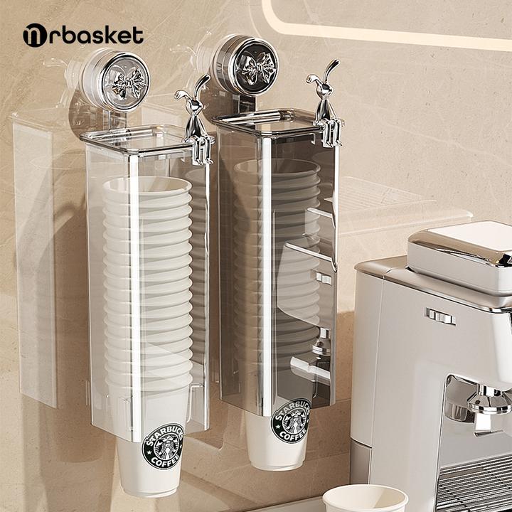 强力吸盘一次性杯子取杯器壁挂式防尘办公室饮水机纸杯架收纳架