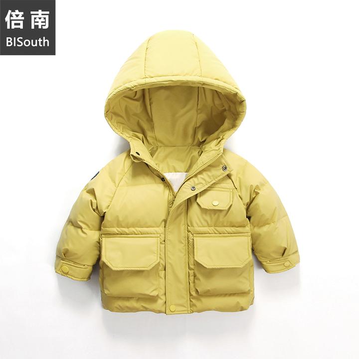 倍南【五防】新款时尚纯色儿童羽绒服连帽加厚款冬季简约保暖羽绒服