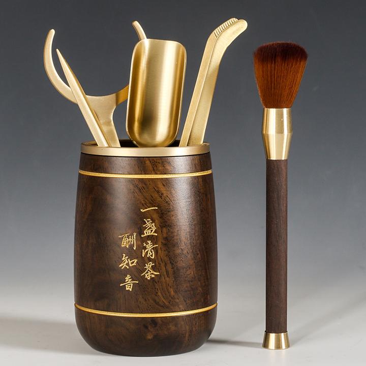纯铜茶道六套装功夫茶具配件大全6君子泡茶工具茶夹针勺组合茶壶