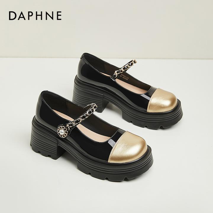 达芙妮厚底玛丽珍小皮鞋女夏2025新款法式小香风撞色单鞋增高女鞋