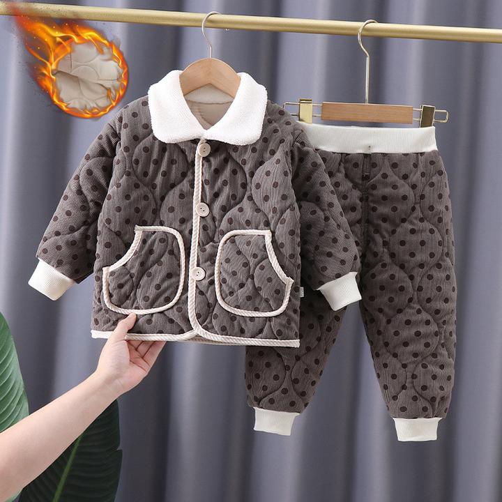 男童女童冬季加厚宝宝套装婴幼儿棉衣棉裤儿童韩版冬季套装两件套