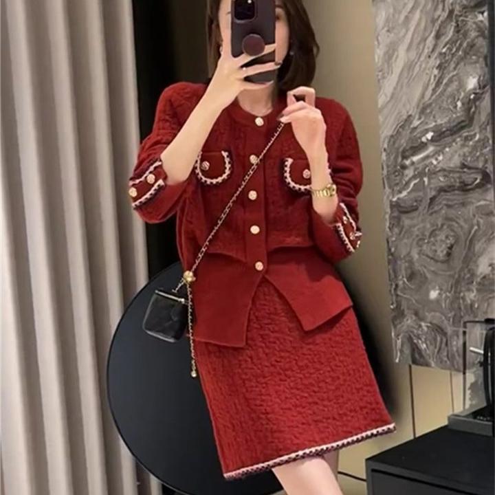 小香风过年套装高级感时尚外套半身裙两件套女秋冬高端名媛气质潮