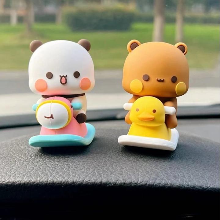 熊猫一二摇摇马桌面玩偶可爱手办车载摆件生日礼物女正品ins卧室