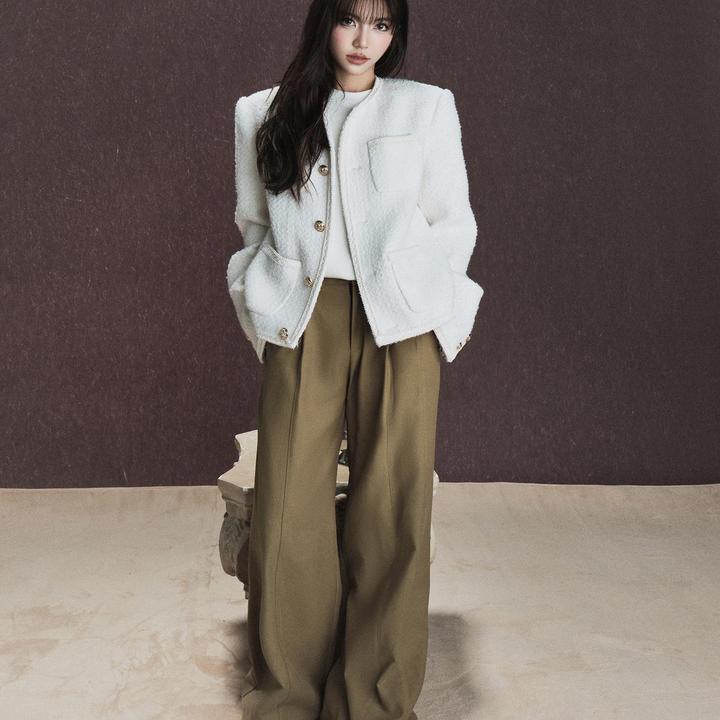 avenement/金属扣小香/重工小香风编织粗花呢外套女短款上衣