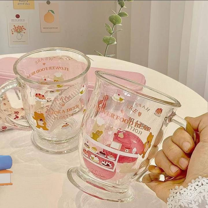 【买一送一】可爱小熊蛋糕杯子杯子ins高颜值印花宿舍大容量喝水