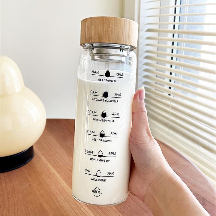 700ml玻璃杯大容量简约学生喝水杯带盖便携密封随行杯耐高温杯子