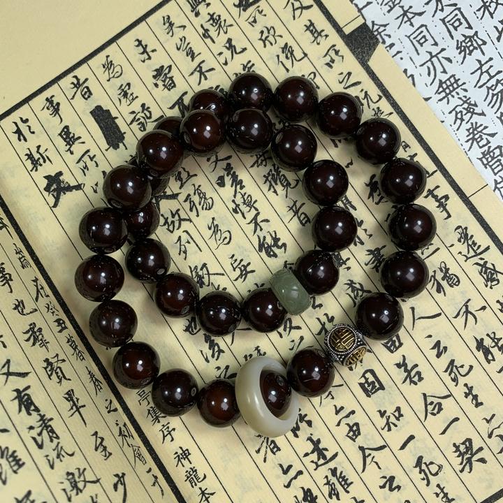 紫金鼠双圈 和小田手持手串 原创菩提手作