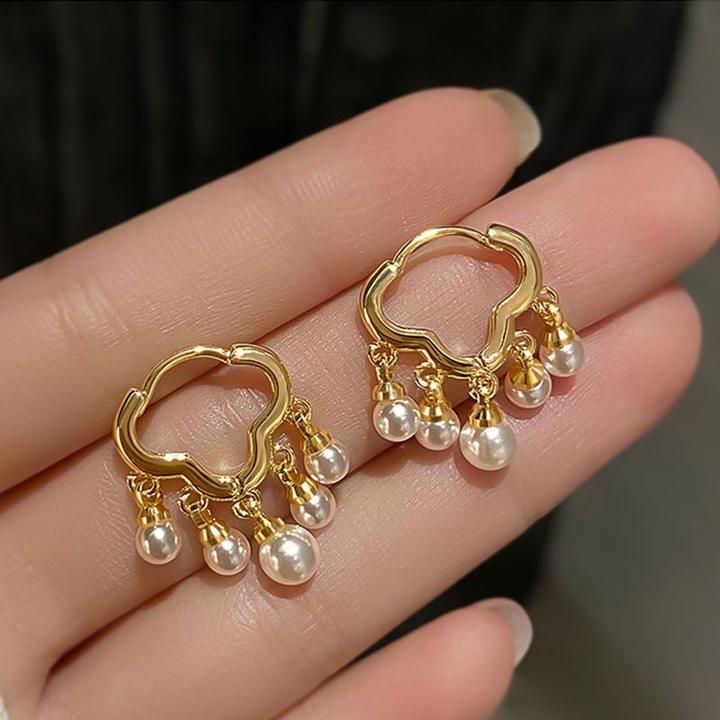 云朵流苏珠珠吊坠耳环女潮精致超仙高级感耳扣