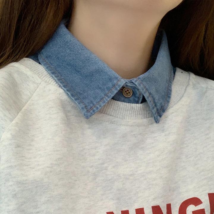 假领子女百搭衬衫领棉装饰秋冬牛仔尖领搭配卫衣毛衣春圆领韩版潮