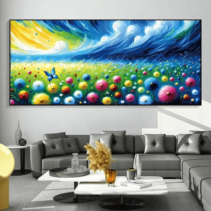 蝶舞春风十字绣2024新款线绣客厅风景画满绣大幅自己绣手工刺绣