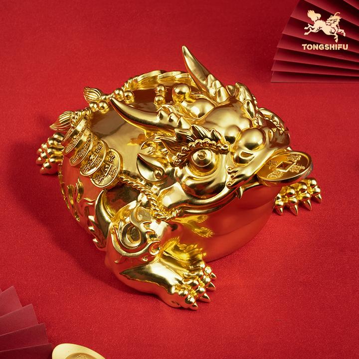 铜师傅《勇猛金蟾（大号）》办公室店铺收银台装饰摆件 乔迁开业礼品