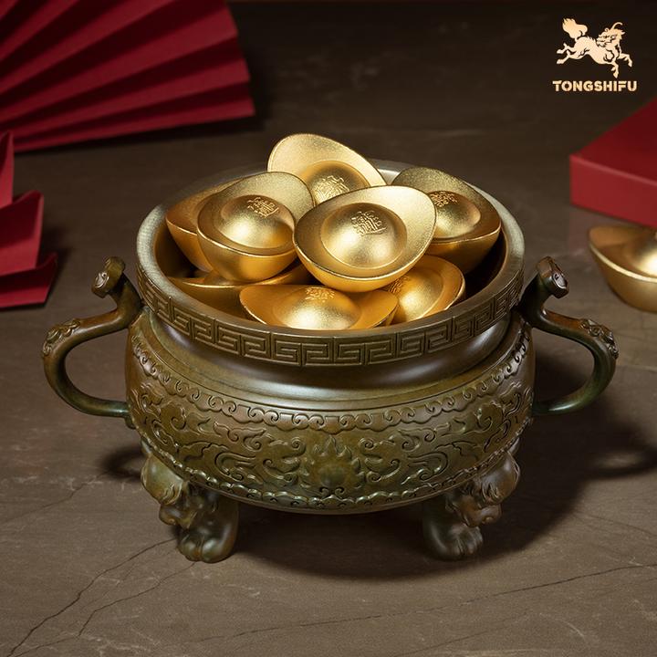 铜师傅 《聚宝盆》玄关桌面摆件 家居装饰工艺品
