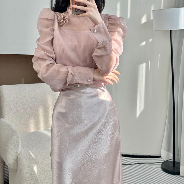 拉夏贝尔2025年气春季质时尚高腰气质显瘦上衣+半身裙 10022 LSC