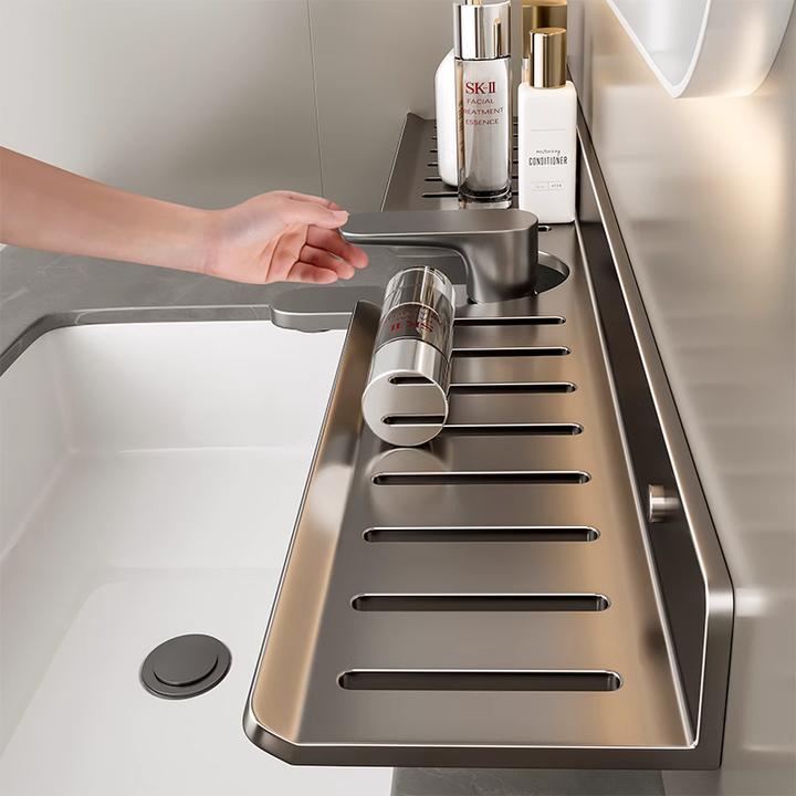 镜前卫生间置物架厕所太空铝洗手台盆洗漱台两用免打孔浴室架子