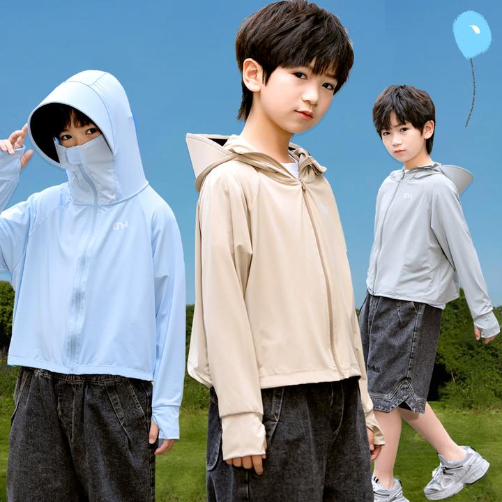 儿童防晒衣夏季新款男童女童黑胶防紫外线宝宝薄款冰丝凉感防晒服