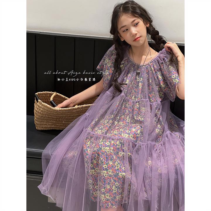 k24357韩国童装夏连衣裙2025新款儿童碎花裙子女孩纱裙礼服公主裙
