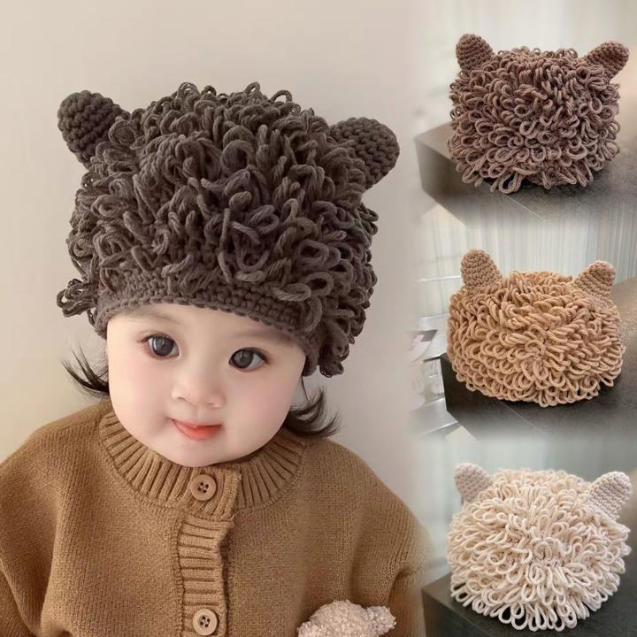 手工编织儿童假发帽子男宝宝搞怪秋款秋冬款冬季毛线冬天男孩一岁