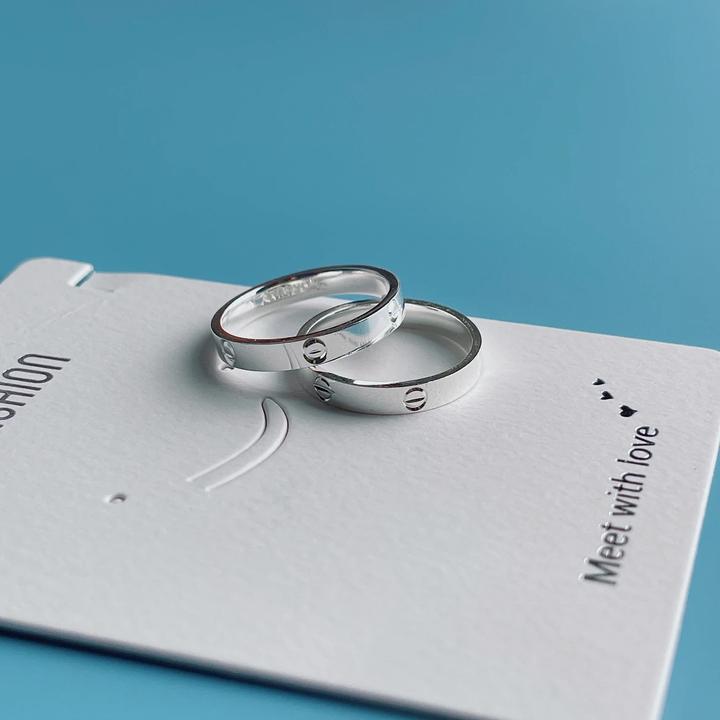 足银戒指 足银999光面纯银经典闭口戒指百搭情侣对戒时尚简约银戒