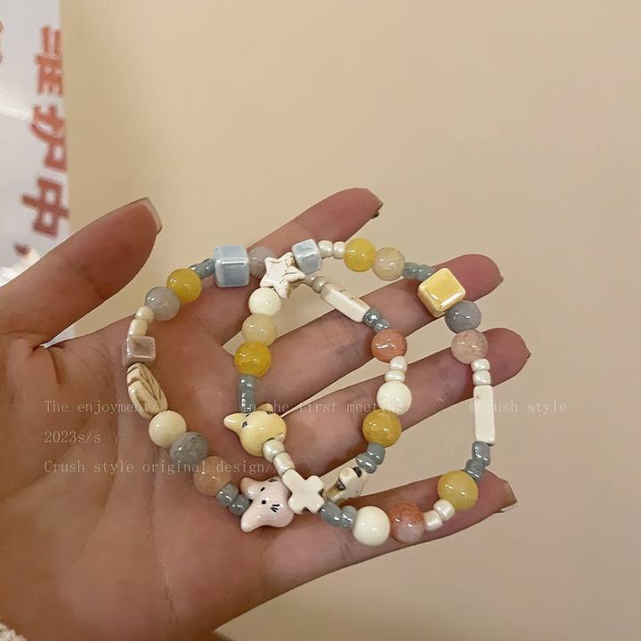 可爱猫咪手链陶瓷生日礼物女手环ins风闺蜜手串多巴胺不掉色饰品