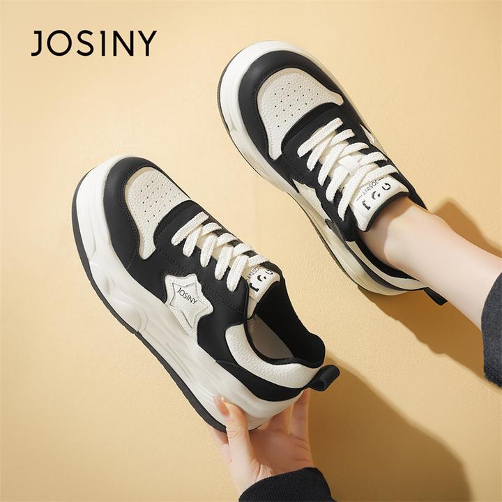 卓诗尼厚底黑白时尚小白鞋女2025年新款秋季百搭熊猫休闲松糕单鞋