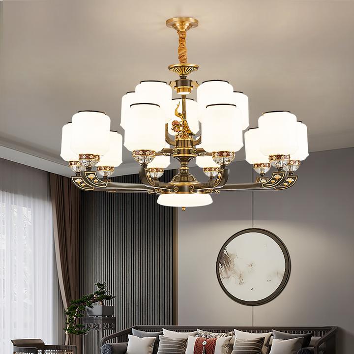 7022新中式全铜客厅餐厅吊灯家用大气禅意别墅大厅网红家用大气