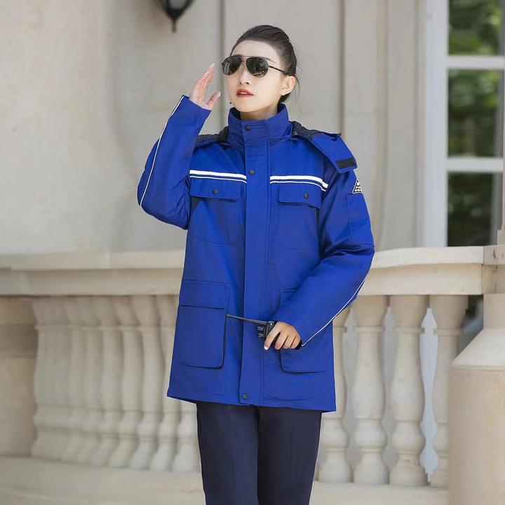 纯色春季冬季工装制服保安汽修劳保棉防寒长款上衣耐磨冬装棉服