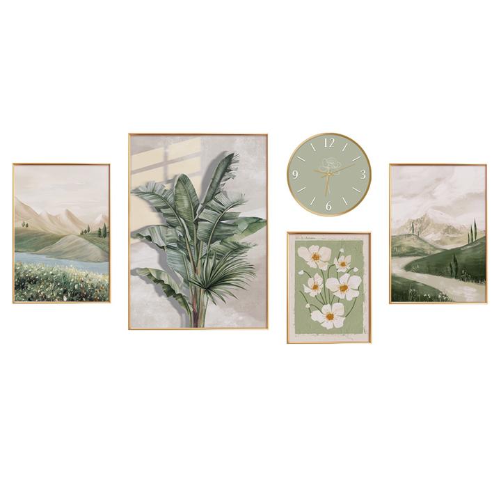 山水画绿植装饰画客厅照片墙组合装饰挂画壁画简约清新卧室挂画
